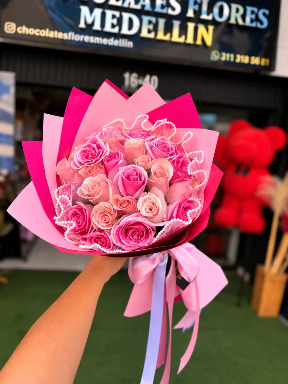 Bouquet de 20 rosas rosadas